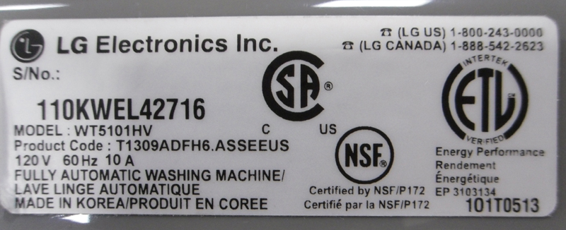 Lg washing machine serial number check